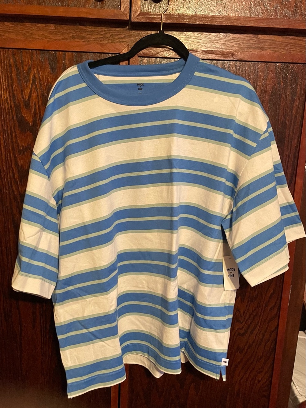 Men's Blue & White Striped Short Sleeve Tee